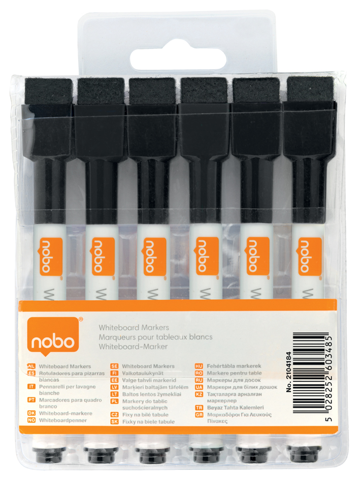 nobo Whiteboard-Marker, schwarz, 6er Set von Nobo
