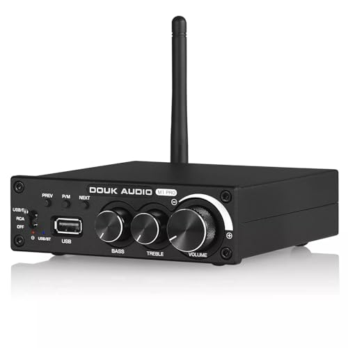 Douk Audio 320W Bluetooth 5.0 HiFi-Verstärker Empfänger 2.0-Kanal Stereo Power Amplifier Subwoofer Amp Mini Class D Integrierter Verstärker USB Music Player für Passivlautsprecher zu Hause (M1 PRO) von Nobsound