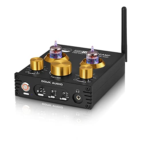 Douk Audio P1 Röhrenvorverstärker, Bluetooth 5.0 GE5654 Ventil, HiFi-Vorverstärker, kabelloser Empfänger, Audio-Decoder, Vakuum-Vorverstärker, USB DAC, APTX-HD (P1) von Nobsound