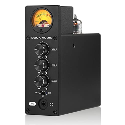 Douk Audio P6 HiFi Bluetooth JAN5654 Ventilrohrvorverstärker Stereo-Audio-Verstärker Kopfhörerverstärker APTX-HD mit VU-Meter (Bluetooth-Preamp) von Nobsound