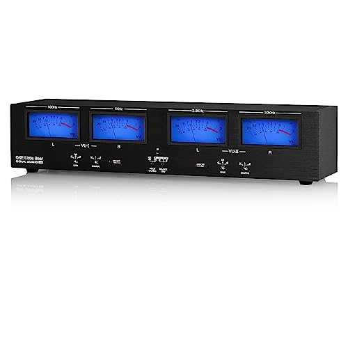 Douk Audio VU4 MIC LINE Vier Analog VU-Meter MIC Schallpegelanzeige Stereo Cinch/XLR-Umschaltbox Audio Adapter Splitter (Blue) von Nobsound