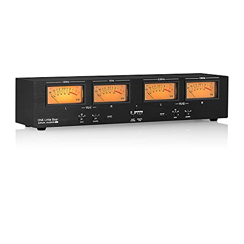 Douk Audio VU4 MIC LINE Vier Analog VU-Meter MIC Schallpegelanzeige Stereo Cinch/XLR-Umschaltbox Audio Adapter Splitter (Yellow) von Nobsound