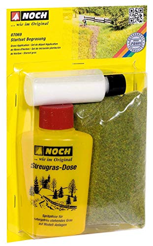 NOCH® Start-Set Begrasung, mit statischem Gras, 40 g Sommerwiese Grasfaser und 50 g Gras-Kleber für die Spurweiten H0, TT, N, Z, perfekt für Modellbau und DIY von NOCH