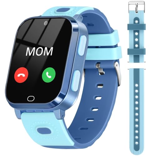 Noctiluxia Smartwatch Kinder 4G, GPS Kids Watch Telefon, Wasserdicht, Kinderuhr SOS Anruf, Videoanruf, Echtzeit Chat, Kamera, Schrittzähler, Wecker, für 4-12 Jungen und Mädchen (Blau) von Noctiluxia