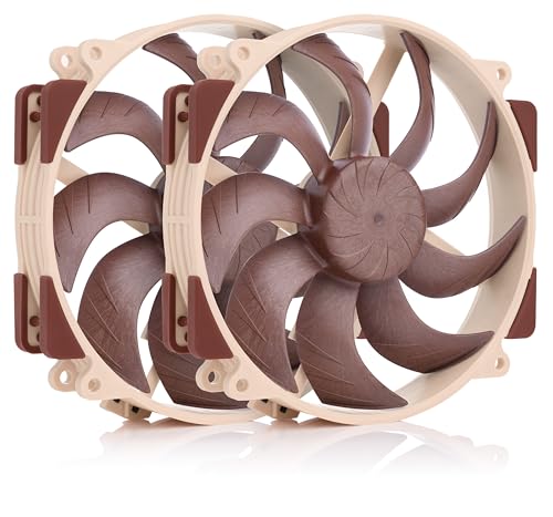Noctua NF-A14x25r G2 PWM Sx2-PP, Doppelset Leise 140mm Premium-Lüfter mit Rundrahmen für den Push-Pull-Betrieb (Braun) von Noctua