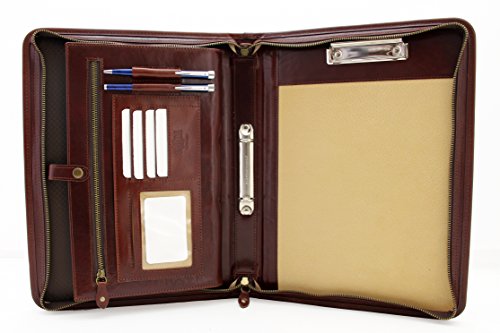 NODA Leder Schreibmappe Braun Ringbuch mit Reißverschluss - Organizer Ordner Klemmbrett - Italienisches Echtleder NODA Leder Schreibmappe Braun Ringbuch mit Reißverschluss - Organizer Ordner Klemmbrett - Italienisches Echtleder von Noda