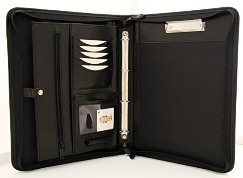 Noda Zippedo Portfolio aus Kunstleder für Geschäftskonferenzen, A4, Ringbuch mit Klemmbrett und Griff, Schwarz Noda Zippedo Portfolio aus Kunstleder für Geschäftskonferenzen, A4, Ringbuch mit Klemmbrett und Griff, Schwarz von Noda