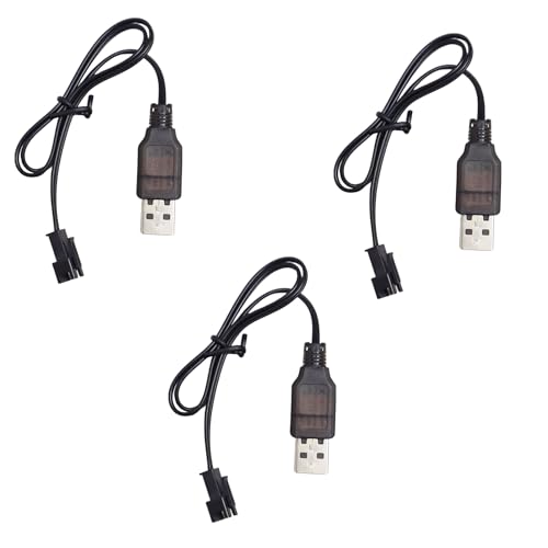 3 Stück 3.7V USB-Ladekabel mit SM-2P-Stecker, Ladekabel für Lithium-Akku für 3,7V LiPo Akku(3S) 3,6V NIMH, NICD Akkus für RC-Drohne, Elektrisches Spielzeug, Spielzeug Auto, Andere von Nodcows