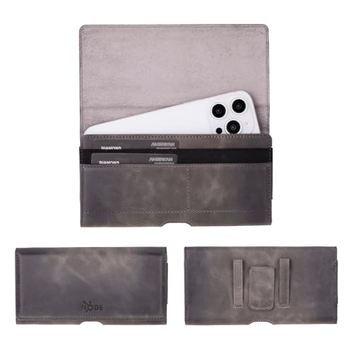Node Leather Handy-Holster aus echtem Rindsleder, Ledertasche, bis zu 6,1 Zoll Handys, kompatibel mit iPhone 15/15 Pro, iPhone 14/14 Pro, iPhone 13/13 Pro, Galaxy S20-S21-S22-S23-S24 Gürtelclip von Node Leather