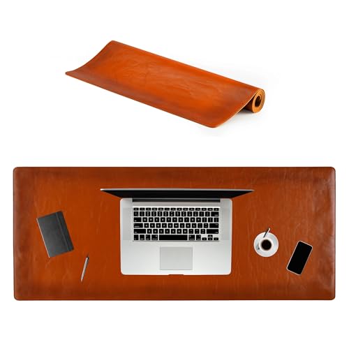Node Leather Schreibtischunterlage aus echtem Leder, Schreibtischunterlage aus echtem Leder, Breite (39,5 x 96,5 cm), rutschfeste Schreibtischunterlage in Braun von Node Leather