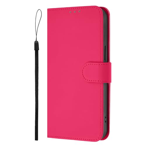 Nodigao Kompatibel für Xiaomi Redmi 14C / 14 C 4G 5G / Xiaomi Poco C75 Leder Hülle Magnetisch Kickstand mit Kartenfach Einfarbig Muster Motiv Design Hüllen Handyhülle Book Wallet Tasche Case - Rose von Nodigao