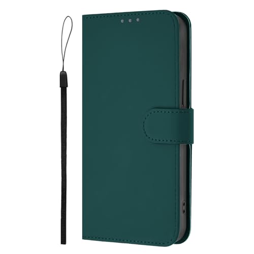 Nodigao Kompatibel für Xiaomi Redmi 14C / 14 C 4G 5G / Xiaomi Poco C75 Leder Hülle Magnetisch Kickstand mit Kartenfach Einfarbig Motiv Design Hüllen Handyhülle Book Wallet Tasche Case - Dunkelgrün von Nodigao