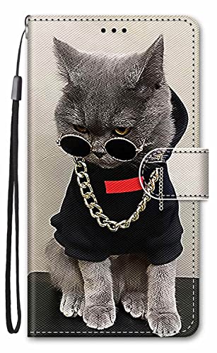 Nodigao für Samsung Galaxy Galaxy A16 4G 5G Hülle Leder Magnetisch Kickstand mit Kartenfach Tier Muster Motiv Book Flip Hüllen Handyhülle Tasche Case - Katze von Nodigao