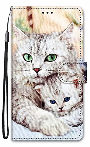 Nodigao für iPhone 16 Hülle Leder Magnetisch Kickstand mit Kartenfach Tier Muster Motiv Book Flip Hüllen Handyhülle Tasche Case - Katze von Nodigao