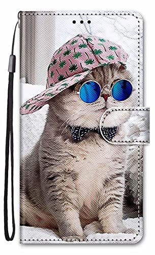 Nodigao für iPhone 16 Hülle Leder Magnetisch Kickstand mit Kartenfach Tier Muster Motiv Book Flip Hüllen Handyhülle Tasche Case - Katze von Nodigao