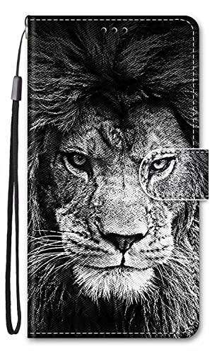 Nodigao für iPhone 16 Hülle Leder Magnetisch Kickstand mit Kartenfach Tier Muster Motiv Book Flip Hüllen Handyhülle Tasche Case - Löwe von Nodigao