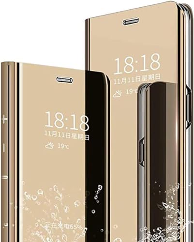 Kompatibel mit Honor Magic 6 Lite 5G / X9b Hülle Smart View Hart PC Spiegel Kickstand Lustig Design Silikon Flip Hüllen Handyhülle Case - Gold von Nodigo-EU