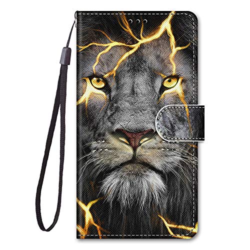 Nodigo-EU Kompatibel für Honor Magic 6 Lite 5G / X9b Leder Hülle Magnetisch Kickstand mit Kartenfach Tier Muster Motiv Lustig Design Hüllen Handyhülle Tasche Case -Löwe von Nodigo-EU