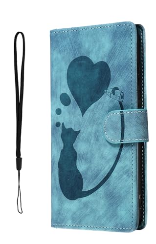 Nodigo-EU Kompatibel für Xiaomi Redmi Note 13 5G Leder Hülle Katze Magnetisch Kickstand mit Kartenfach Muster Motiv Design Hüllen Handyhülle Book Wallet Tasche Case - Blau B von Nodigo-EU