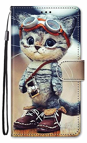 Nodigo-EU für Fairphone 5 Hülle Leder Magnetisch Kickstand mit Kartenfach 360 Grad Tier Muster Motiv Lustig Design Book Flip Hüllen Handyhülle Tasche Case - Katze von Nodigo-EU