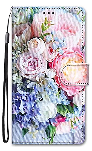 Nodigo-EU für Motorola Edge 30 Neo Hülle Leder Magnetisch Kickstand mit Kartenfach 360 Grad Tier Muster Motiv Lustig Design Silikon Flip Hüllen Handyhülle Tasche Case - Blume von Nodigo-EU