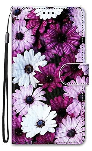 Nodigo-EU für Samsung Galaxy A15 4G 5G Hülle Leder Magnetisch Kickstand mit Kartenfach 360 Grad Tier Muster Motiv Lustig Design Book Flip Hüllen Handyhülle Tasche Case - Gänseblümchen von Nodigo-EU