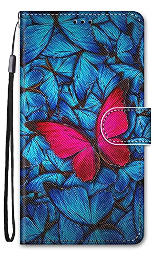 Nodigo-EU für Samsung Galaxy A40 Hülle Leder Magnetisch Kickstand mit Kartenfach Tier Muster Motiv Book Flip Hüllen Handyhülle Tasche Case - Schmetterling von Nodigo-EU