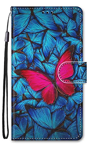 Nodigo-EU für Samsung Galaxy A54 5G Leder Hülle Magnetisch Kickstand mit Kartenfach 360 Grad Tier Muster Motiv Lustig Design Silikon Flip Hüllen Handyhülle Tasche Case - Schmetterling von Nodigo-EU