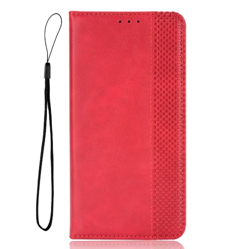 Nodigo-EU für Xiaomi Redmi 13C / 13 C/Poco C65 Hülle Leder Magnetisch Kickstand mit Kartenfach 360 Grad Einfarbig Design Book Flip Hüllen Handyhülle Tasche Case - Rot von Nodigo-EU