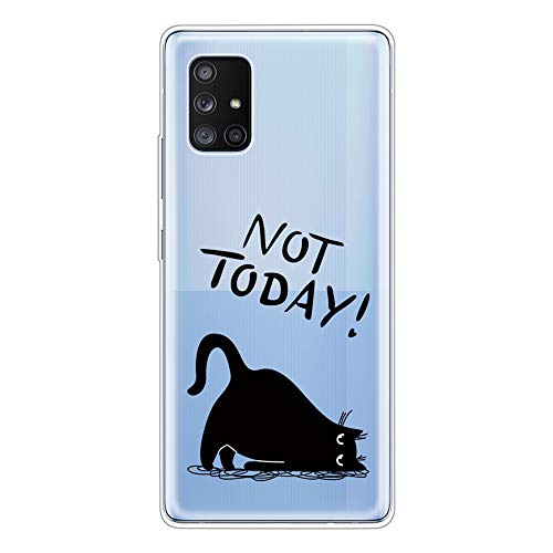 Nodigo Kompatibel mit Samsung Galaxy A51 4G 2019 Hülle Durchsichtig Silikon mit Lustig Muster Ultra Dünn Slim Matt Hüllen Handyhülle Ultra Dünn Slim Kreativ Klar Motiv Gummi Cover Bumper Case - Katze von Nodigo