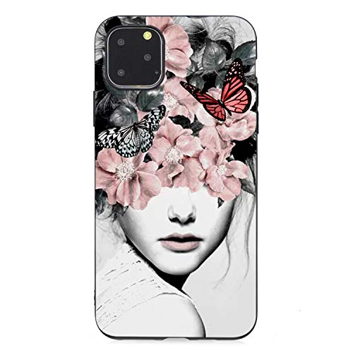 Nodigo Kompatibel mit iPhone 11 Hülle Silikon Schwarz Lustig Muster Ultra Dünn Matt Hüllen Handyhülle Ultra Dünn Kreativ Motiv Gummi Cover Bumper TPU Case - Mädchen Blume von Nodigo