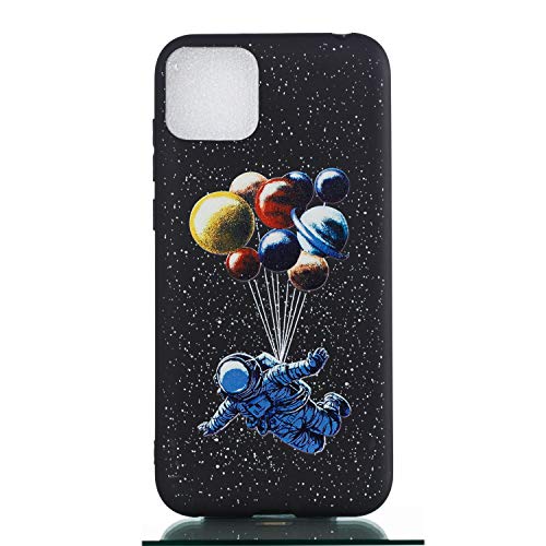 Nodigo Kompatibel mit iPhone 12 Pro Max Hülle Schwarz Silikon Lustig Muster Ultra Dünn Slim Matt Hüllen Handyhülle Ultra Dünn Kreativ Motiv Gummi Cover Bumper TPU Case - Astronaut von Nodigo