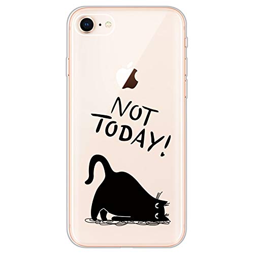 Nodigo Kompatibel mit iPhone SE 2020/iPhone 8/iPhone 7 Hülle Durchsichtig Silikon mit Lustig Muster Matt Hüllen Handyhülle Ultra Dünn Kreativ Klar Motiv Gummi Cover Bumper Case - Katze von Nodigo