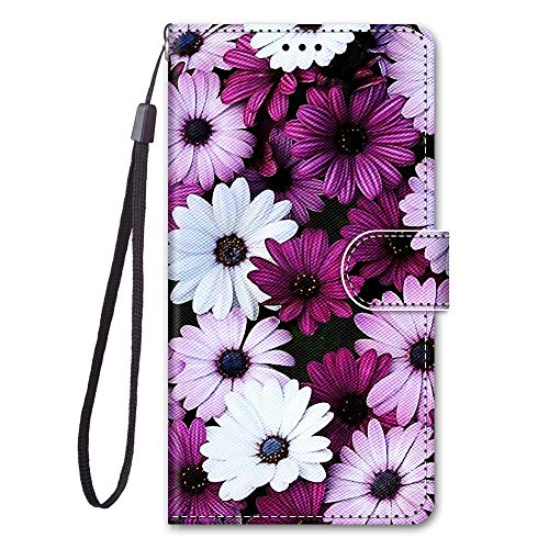 Nodigo für Samsung Galaxy A12/M12 Leder Hülle Magnetisch Kickstand mit Kartenfach 360 Grad Tier Muster Motiv Lustig Design Silikon Hüllen Handyhülle Wallet Tasche Case Mädchen Damen - Gänseblümchen von Nodigo