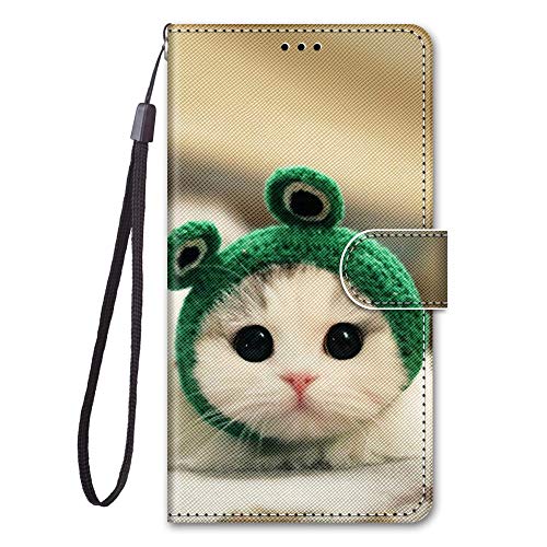 Nodigo für Samsung Galaxy A21s 2020 Leder Hülle Magnetisch Kickstand mit Kartenfach 360 Grad Tier Muster Motiv Lustig Design Silikon Hüllen Handyhülle Wallet Tasche Case Mädchen Damen - Katze von Nodigo