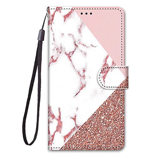 Nodigo für Xiaomi Redmi Note 10 4G/Note 10s Leder Hülle Magnetisch Kickstand mit Kartenfach 360 Grad Tier Muster Motiv Lustig Design Silikon Hüllen Handyhülle Wallet Tasche Case Mädchen Damen - Marmor von Nodigo