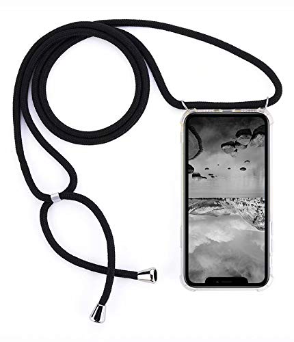 Nodigo für iPhone 11 Pro Hülle mit Band Necklace Einstellbar Silikon Durchsichtig Klar Hüllen Handyhülle Kreativ Design Gummi Cover Stossfest Bumper TPU Case - Schwarz von Nodigo