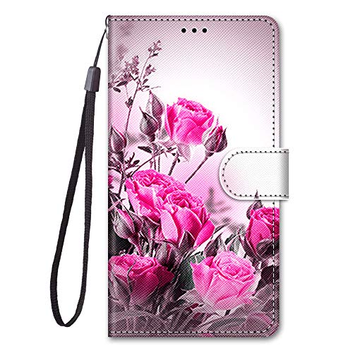 Nodigo für iPhone 12 Mini Leder Hülle Magnetisch Kickstand mit Kartenfach 360 Grad Tier Muster Motiv Lustig Design Silikon Hüllen Handyhülle Wallet Tasche Case Mädchen Damen - Blume von Nodigo