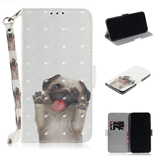 Nodigo für iPhone 5/5s/SE 2016 Leder Hülle Magnetisch Kickstand mit Kartenfach 360 Grad Tier Muster Motiv Lustig Design Silikon Hüllen Handyhülle Wallet Tasche Case Mädchen Damen - Hund von Nodigo