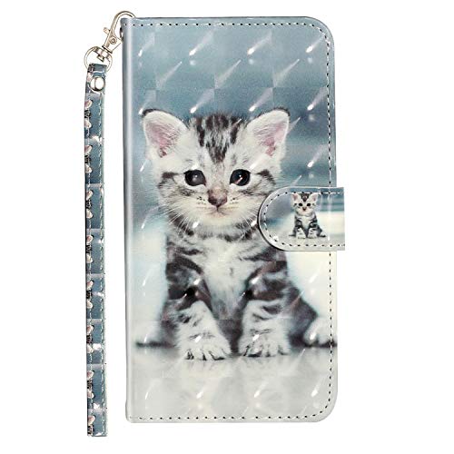 Nodigo für iPhone 5/5s/SE 2016 Leder Hülle Magnetisch Kickstand mit Kartenfach 360 Grad Tier Muster Motiv Lustig Design Silikon Hüllen Handyhülle Wallet Tasche Case Mädchen Damen - Katze von Nodigo