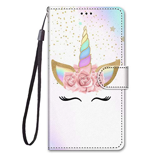 Nodigo für iPhone SE 2020 2022/iPhone 8/iPhone 7/iPhone SE3 Leder Hülle Magnetisch Kickstand mit Kartenfach Tier Motiv Lustig Design Silikon Hüllen Handyhülle Tasche Case Mädchen Damen - Einhorn B. von Nodigo