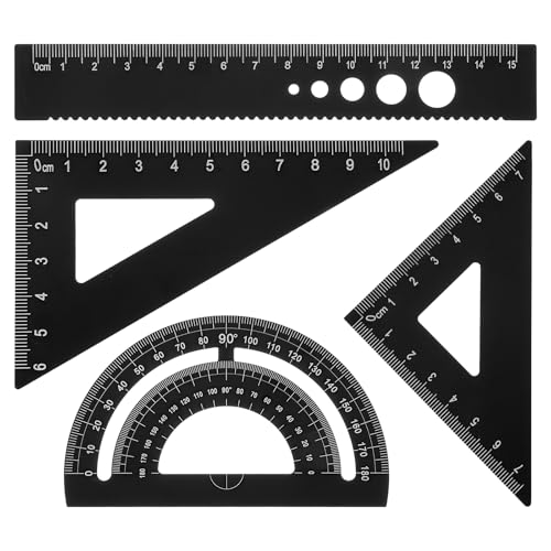 Nogeqi 4 Stück Lineal Set Mit Geodreieck, Aluminiumlegierung Geometrie Set, Metall Geodreieck Klein Architekten, Multifunktionale Zeichnung Geometrie Ruler Set Für Schüler Lehrer Ingenieure (Schwarz) Nogeqi 4 Stück Lineal Set Mit Geodreieck, Aluminiumlegierung Geometrie Set, Metall Geodreieck Klein Architekten, Multifunktionale Zeichnung Geometrie Ruler Set Für Schüler Lehrer Ingenieure (Schwarz) von Nogeqi
