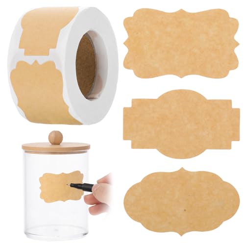 Nogeqi 500 Stück Klebeetiketten Zum Beschriften, Kraft Etiketten Aufkleber, Marmeladen Etiketten Selbstklebend, Geschenkaufkleber Für Geschenkaufkleber Basteln Flasche Weihn (2 Rolle) von Nogeqi