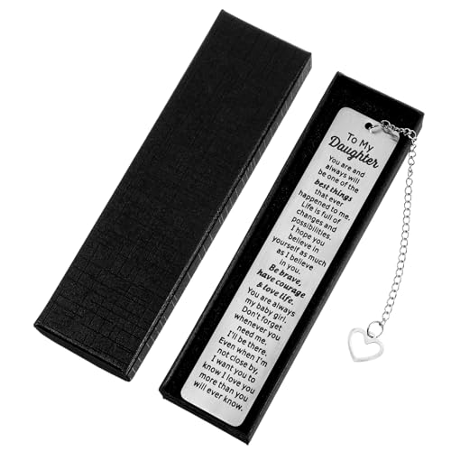 Nogeqi Inspirierendes Lesezeichen für Kinder, Tochter, Geschenke von Mutter, Tochter, Geburtstagsgeschenke, Metall-Buchmarker für Teenager, Mädchen, Stieftochter, Schulabschluss (mit Box) von Nogeqi