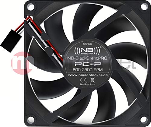 Noiseblocker Gehäuselüfter 80mm BlackSilent Pro PC Fan PC-P - PWM PC Lüfter 80mm mit Silent Wings - Silikonrahmen nur 15 mm hohe - Drehzahl je nach Situation 600-2.500 U/min von Noiseblocker