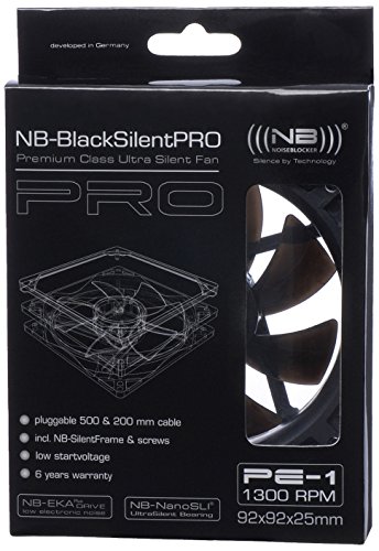 Noiseblocker Gehäuselüfter 92mm BlackSilent Pro PC Fan PE-1 - PC Lüfter 92mm mit Silent Wings und Silikonrahmen - Die Maximale Lautstärke Beträgt nur 14dB (A) von Noiseblocker