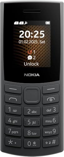 Nokia 105 4G 2. Edition (2024) (1,77 Zoll Display, herausnehmbarer 1450 mAh Akku, 128 MB Speicher erweiterbar, Bluetooth 5.0, USB Typ-C, 3,5mm Klinkenbuchse, Dual-SIM, IP54, FM-Radio) Charcoal von Nokia