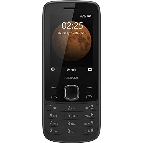Nokia 225 (2020) 4G Dual-SIM Mobiltelefon im Premium Design (2.4" QVGA Display, 4G Technologie, Bluetooth 5.0, MP3-Player, FM Radio, 128 MB Speicher (bis zu 128 GB via microSD), VGA Kamera) schwarz von Nokia