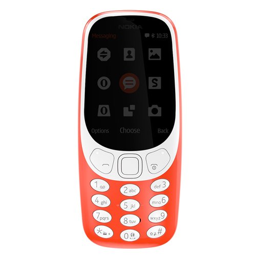 Nokia 363001 3310-Handy (6,09 cm (2,4 Zoll) Display, Dual SIM, MicroSD Speicherkartenleser, 1200 mAh Akku) rot von Nokia