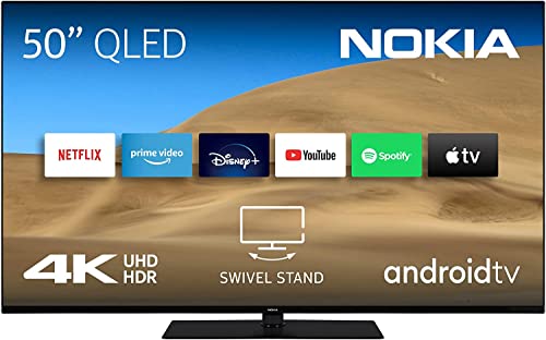 Nokia 50 Zoll (126cm) QLED 4K UHD Fernseher Smart Android TV (WLAN, HDR, Triple Tuner DVB-C/S2/T2, Netflix, YouTube, Prime Video, Disney+) - QNR50GV215ISW - 2022 von Nokia